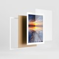 Plakat w ramie 30x40 - Zachód słońca na pomostcie - pomost, zachód - rama biała