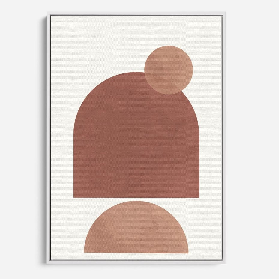 Obraz w ramie 80x120 - Rozkwitające Odbicia - abstrakcyjne geometryczne kształty, odcienie brązu i beżu - rama biała