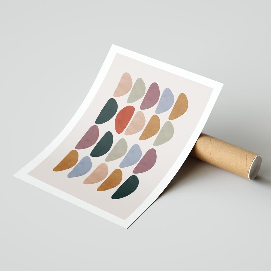 Plakat bez ramy 21x30 - Granice Boho - abstrakcyjny obraz, geometryczna kompozycja