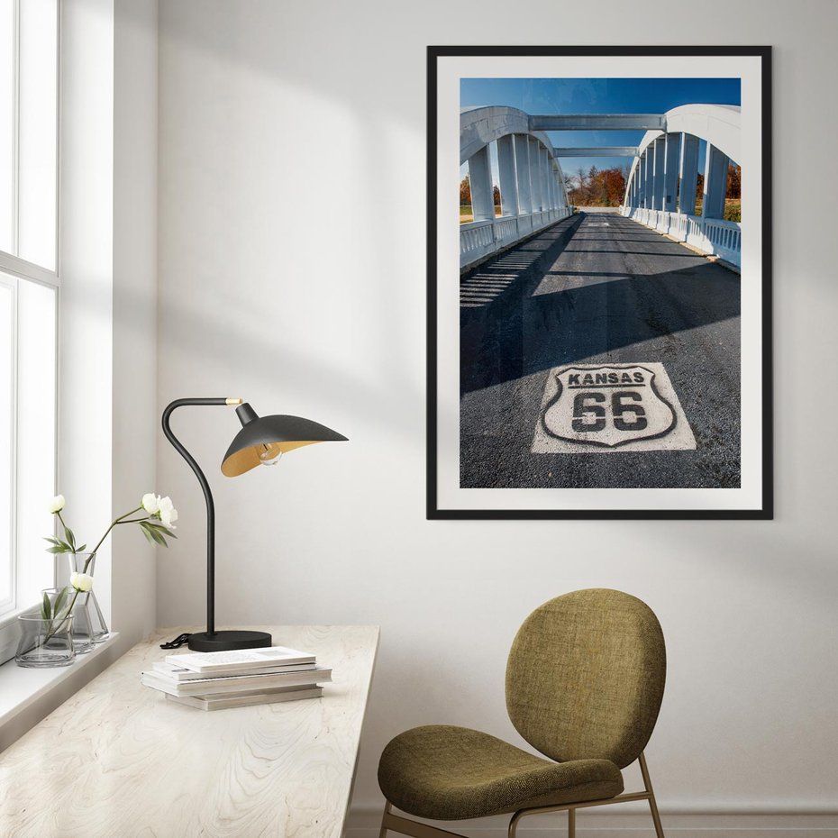 Plakat w ramie 30x40 - Kansas i Route 66 - Kansas, route 66 - rama czarna