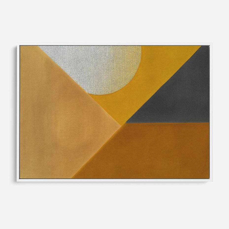 Obraz w ramie 120x80 - Harmonia migoczących ognisk - intensywne ciepłe kolory, słoneczny żółty - rama biała