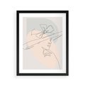 Plakat w ramie 40x50 - Twarz Kobiety w Pastelach - minimalistyczna grafika, pastelowe tłó - rama czarna