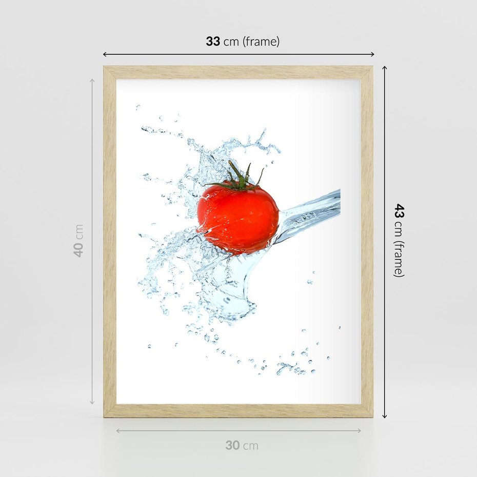 Plakat w ramie 30x40 - Apetyczna KuchniaNowoczesna Ekspresja - pomidor, jedzenie - rama drewno