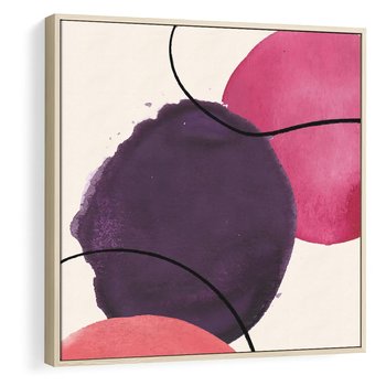 Obraz w ramie 50x50 - Migotliwe Widzenia - abstrakcyjne akwarelowe plamy, nieregularne linie - rama drewno