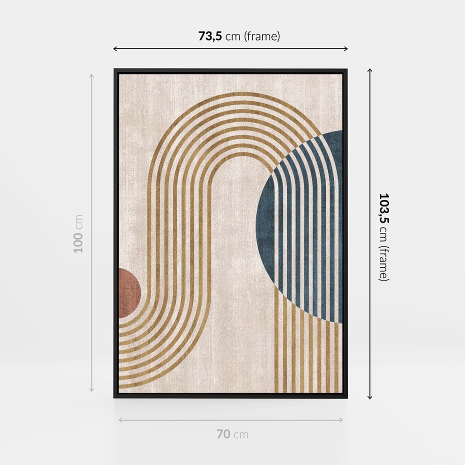 Obraz w ramie 70x100 - Melodia ukrytych snów - retro grafika, styl mid-century - rama czarna