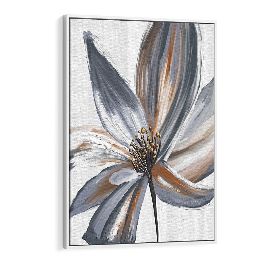 Obraz w ramie 50x70 - Olejne kwiaty - wyraz emocji - kwiaty, malowane - rama biała