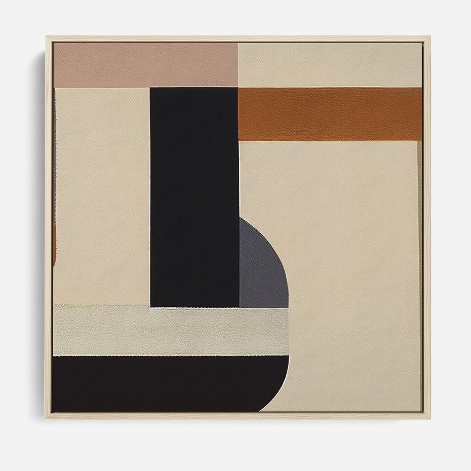 Obraz w ramie 80x80 - Nowoczesne Brązy - geometryszne pasy, nowoczesny styl - rama drewno