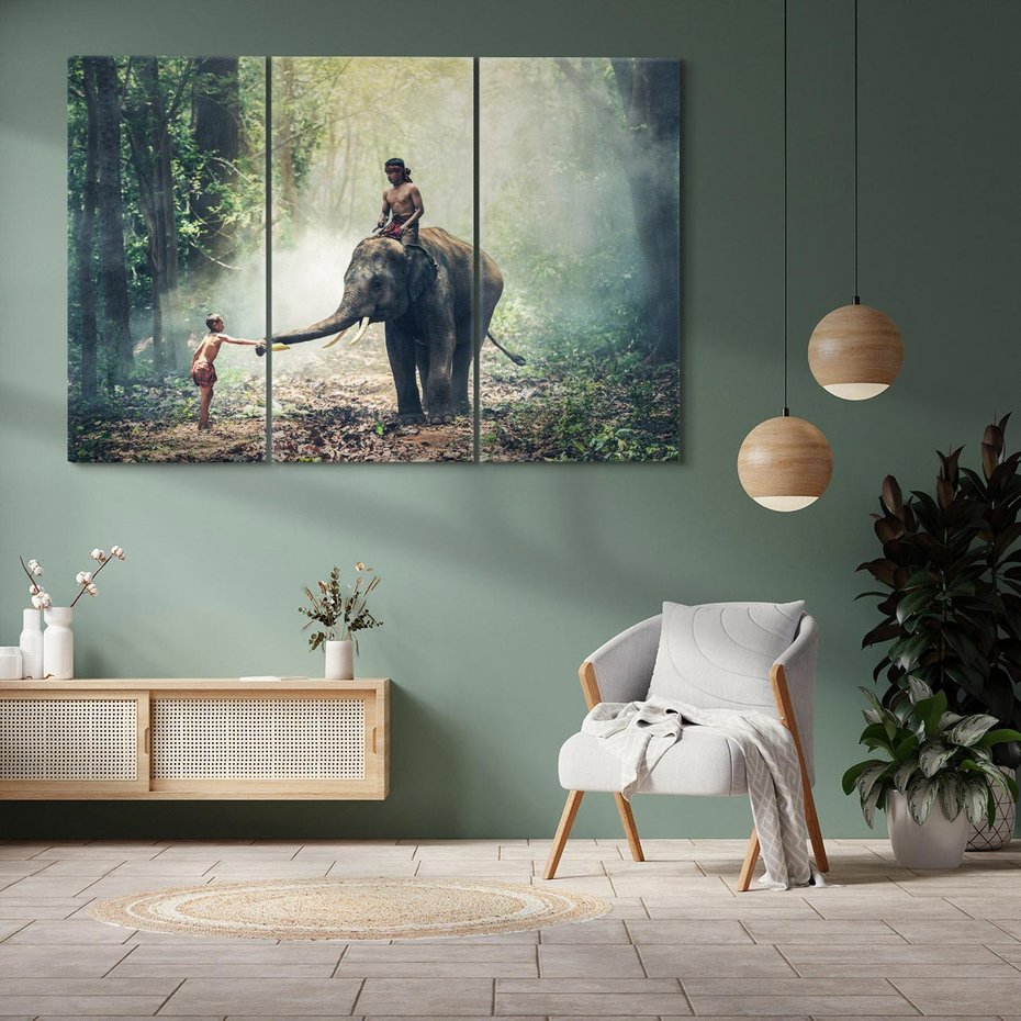 Obraz na płótnie 120x80 - Mistyfikacja w azjatyckim lesie - Azja, słoń