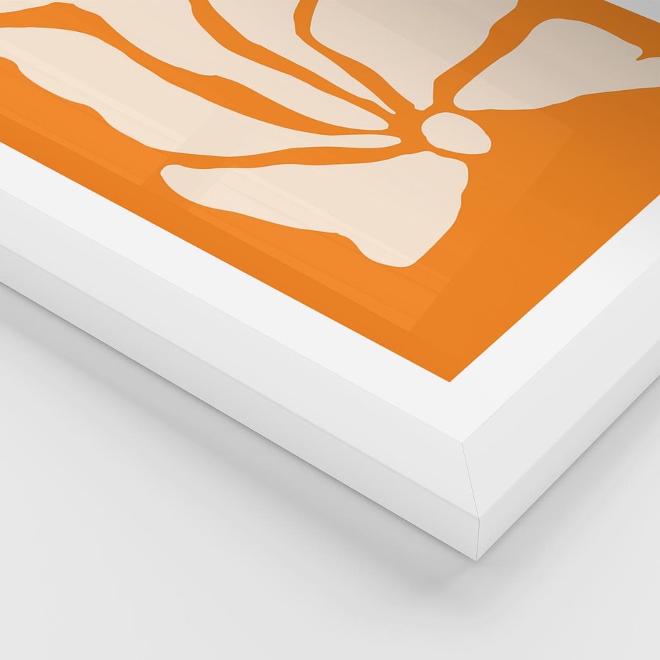 Plakat w ramie 50x70 - Wibracje Barw - abstrakcyjny boho plakat, pomarańczowe tło - rama biała