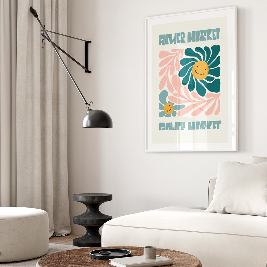 Plakat bez ramy 30x40 - Harmonia płatków kwiatów - kwiatowa retro kompozycja, pastelowe kolory