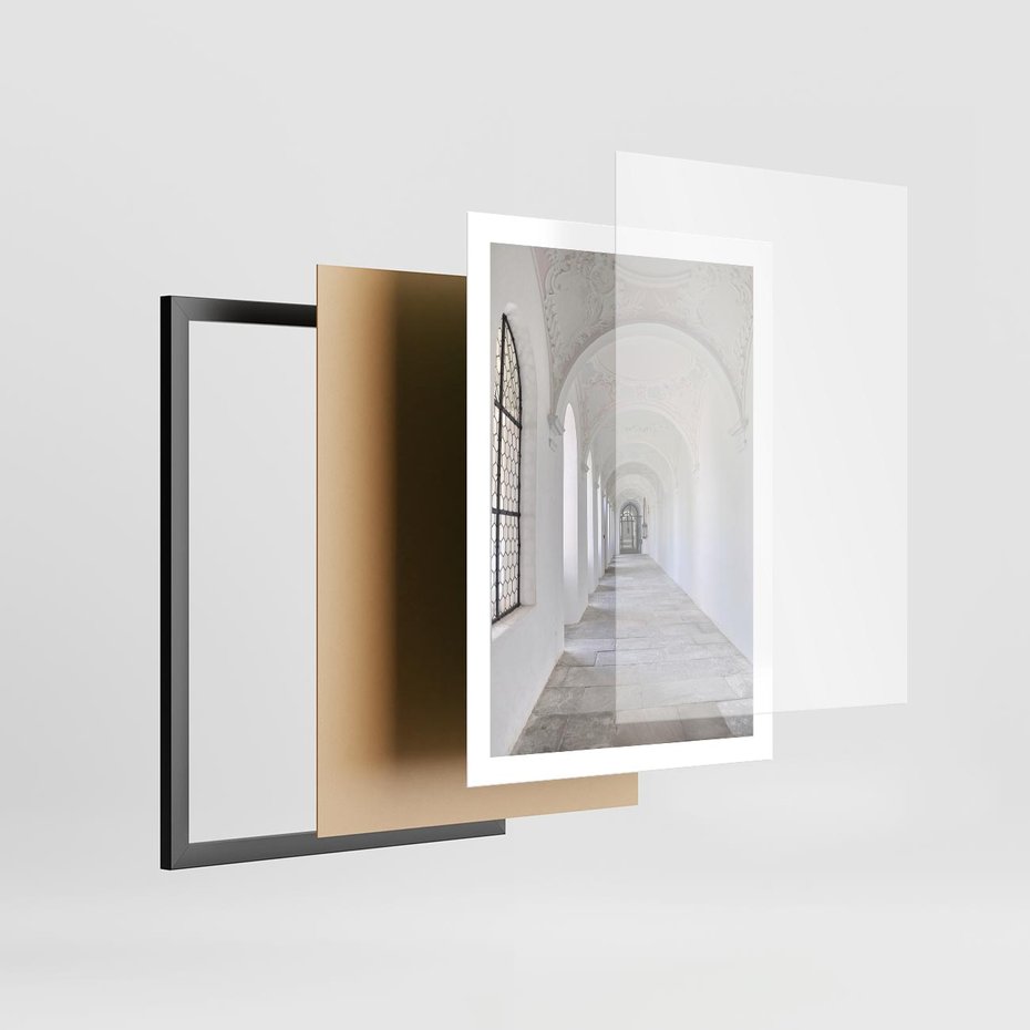 Plakat w ramie 50x70 - Architektoniczne Przejście - architektura, korytarz - rama czarna