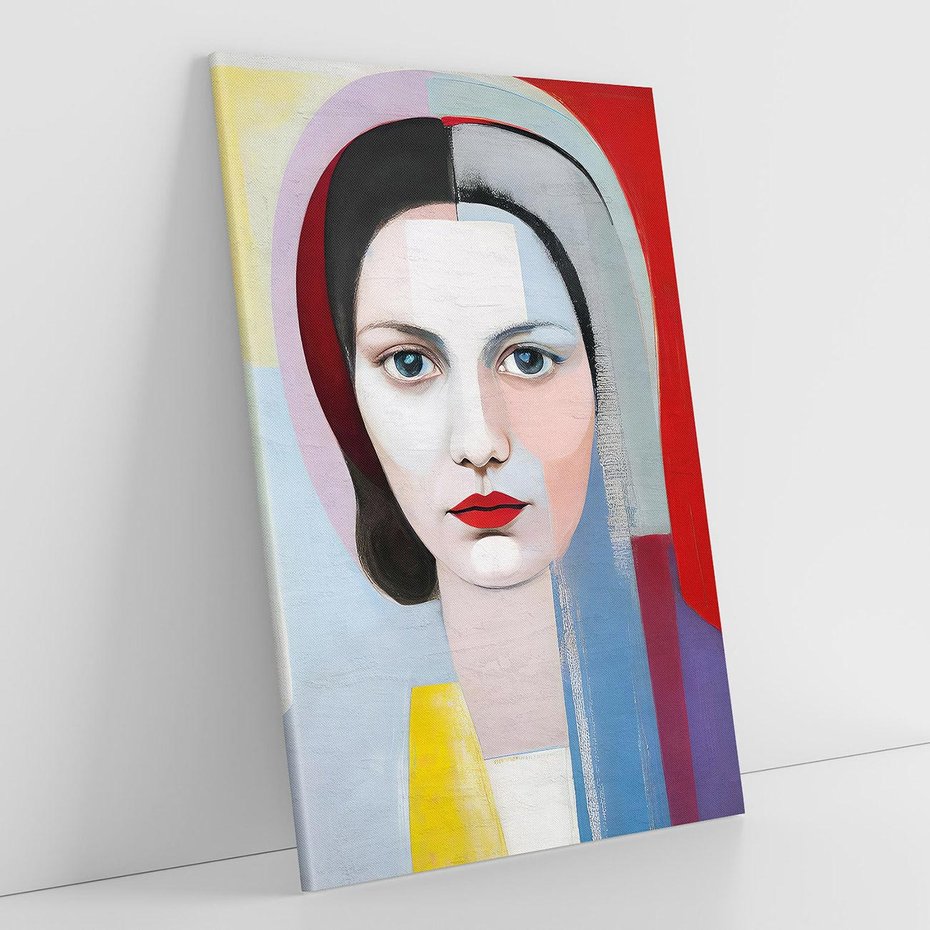 Obraz na płótnie 50x70 - Kolorowe Granice Form - abstrakcyjny obraz olejny, portret twarzy kobiety