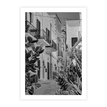 Plakat bez ramy 40x50 - Nadmorska Uliczka - czarno białe zdjecie, uliczka w nadmorskim mieście