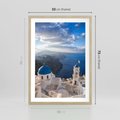 Plakat w ramie 50x70 - Błękitne Przezycia - Santorini, morze - rama drewno