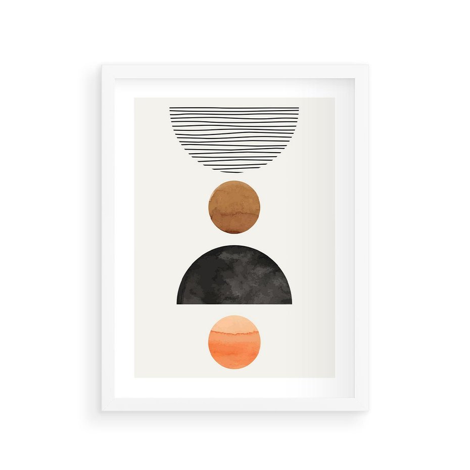 Plakat w ramie 30x40 - Geometryczna Przygoda - nowoczesna grafika, geometria - rama biała