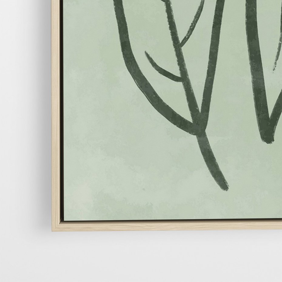 Obraz w ramie 50x70 - Energetyczne Ekspresje Natury - zielony plakat, roślinne motywy - rama drewno