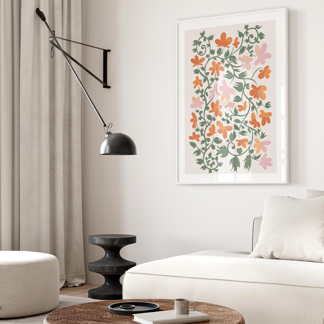 Plakat w ramie 30x40 - Kwiatowa Refleksja - kwiaty polne, plakat - rama biała