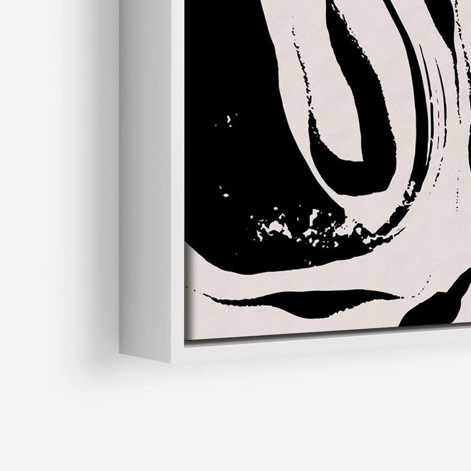 Obraz w ramie 120x80 - Wibracje w ciemnościach duszy - czarno biała abstrakcja, nieregularne rozmyte linie - rama biała