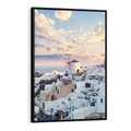 Obraz w ramie 70x100 - Biel ponad Błękitem - Santorini, białe budynki - rama czarna