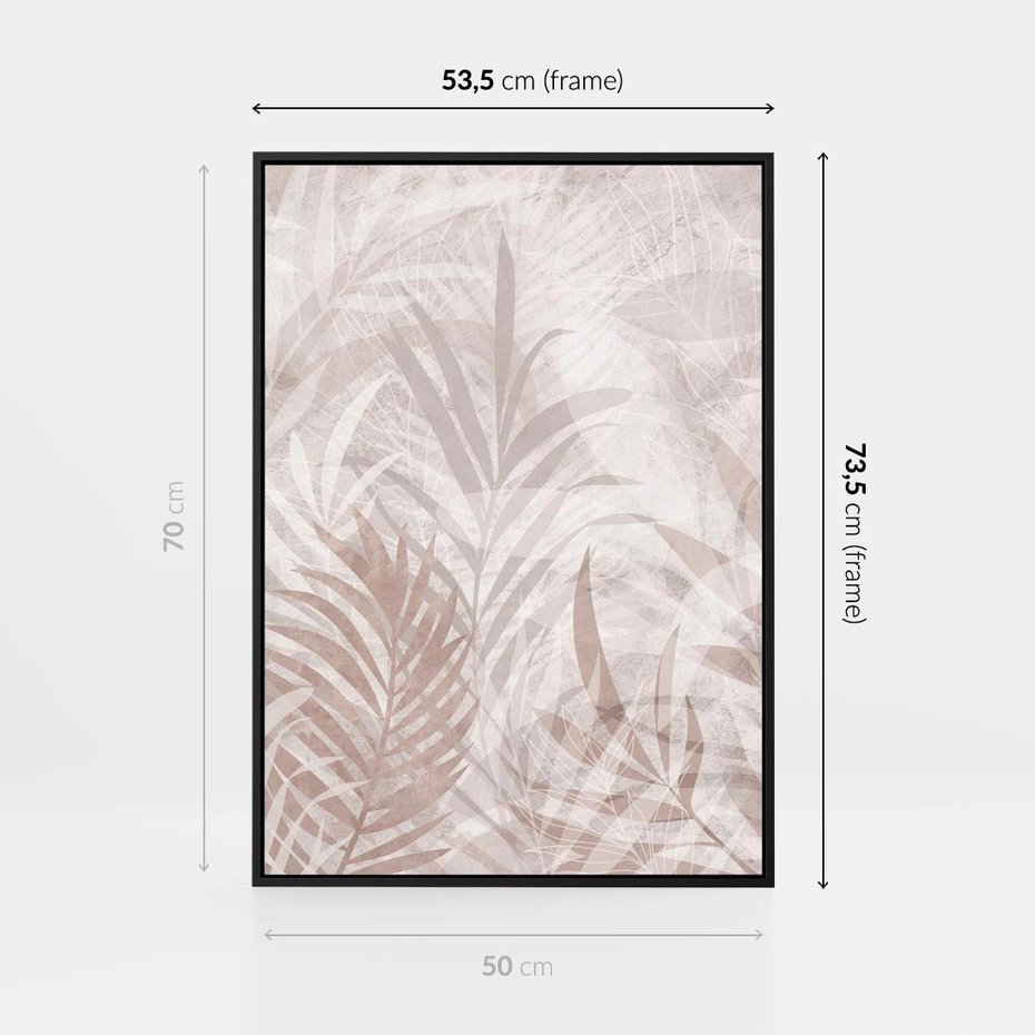 Obraz w ramie 50x70 - Pejzaż zaklętych uczuć - monochromatyczne, w odcieniach beżu - rama czarna