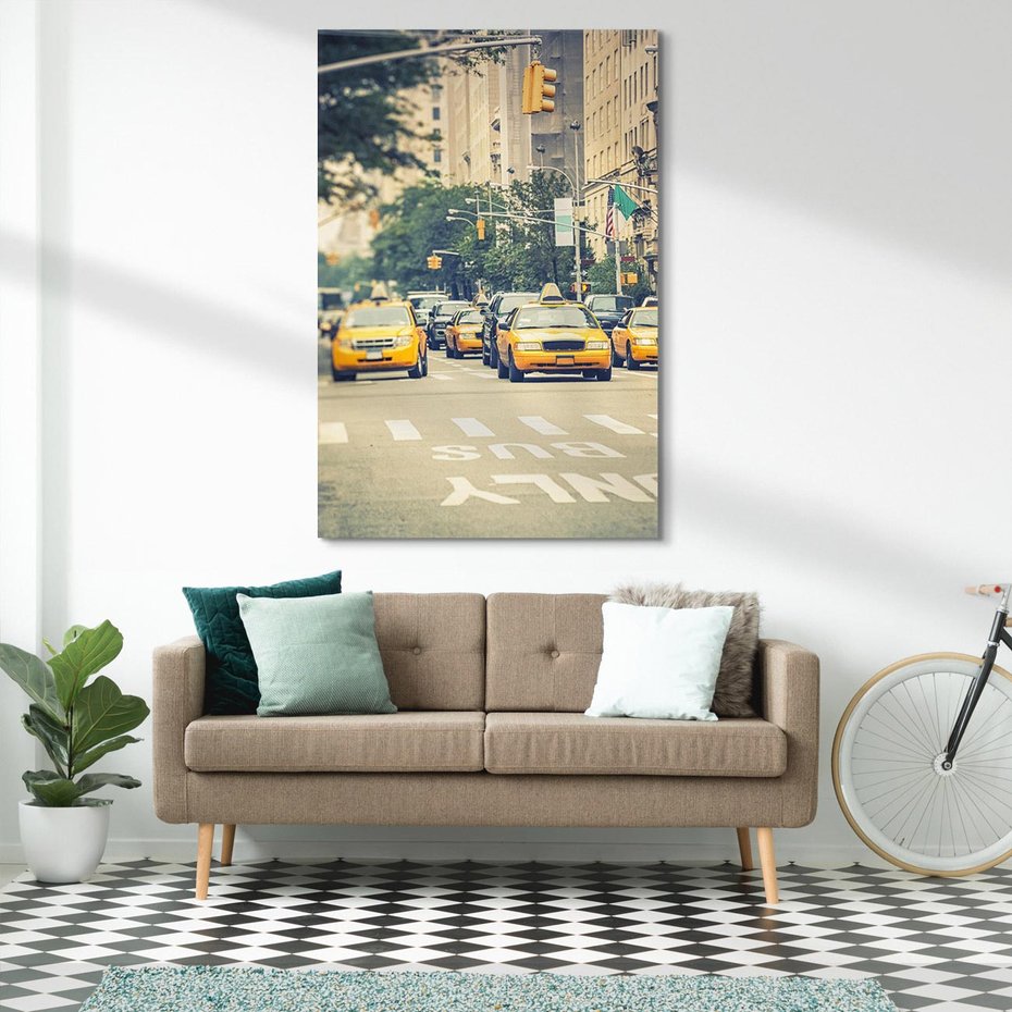 Obraz na płótnie 80x120 - Miasto Taksówek - taksówki, miasto