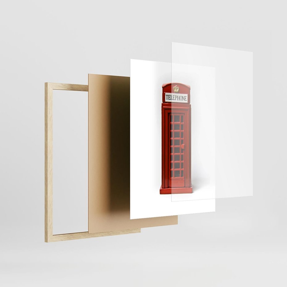 Plakat w ramie 50x70 - Ikona Londynu - Londyn, budka - rama drewno