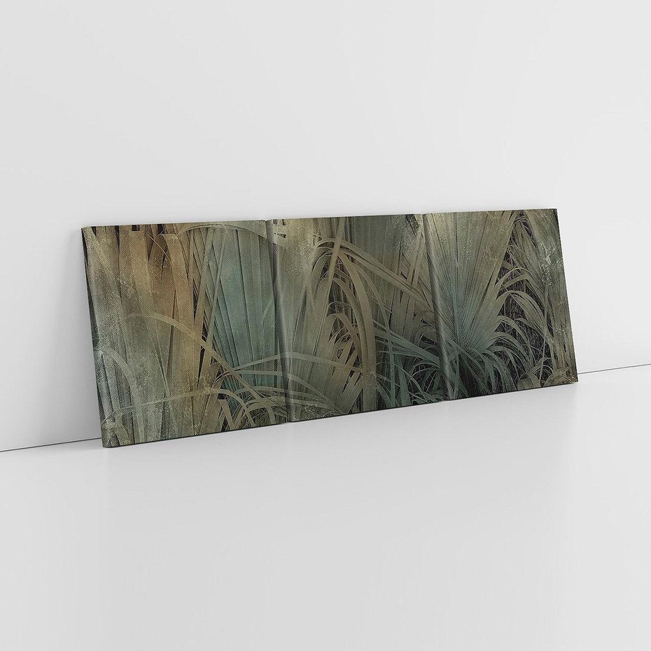 Obraz na płótnie 150x50 - Światło w mroku duszy - liście traw, mroczny klimat