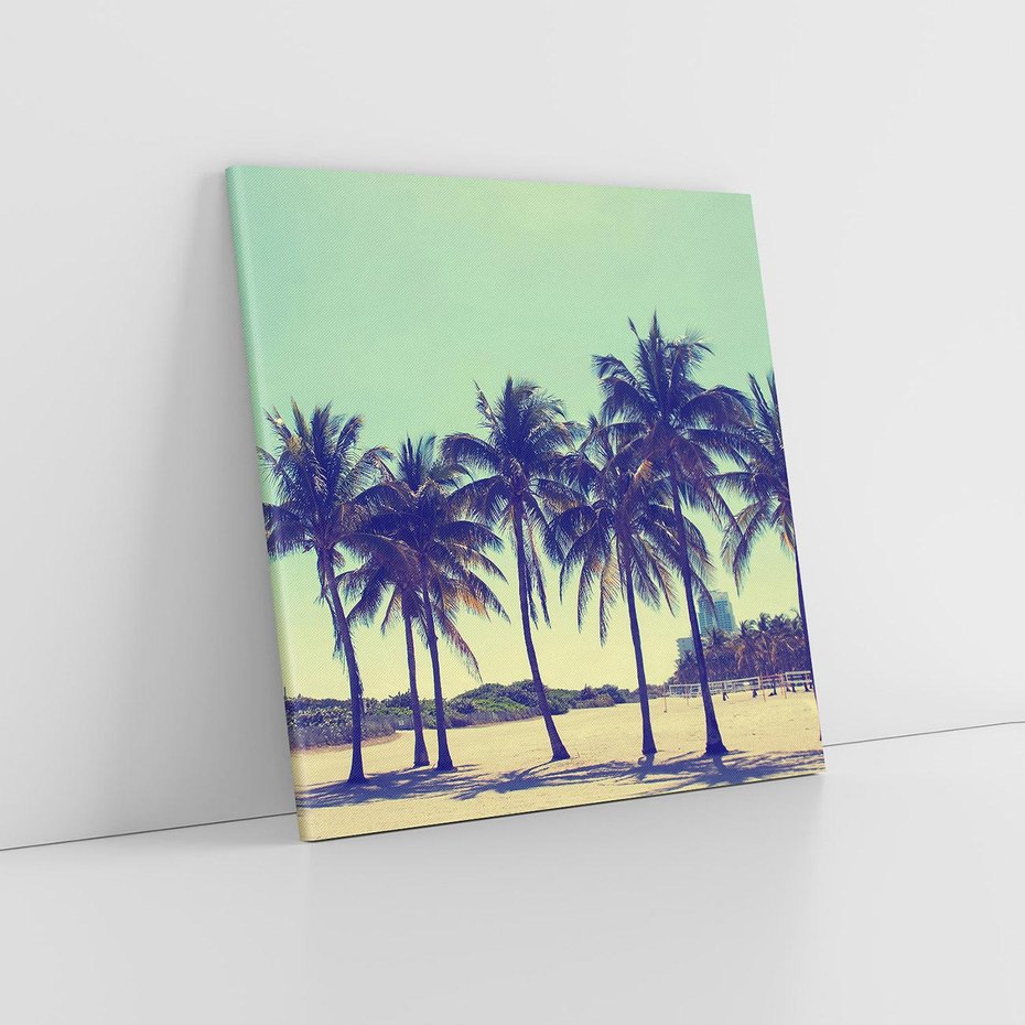 Obraz na płótnie 80x80 - Idylliczna Plaża z Palmami - palmy, plaża