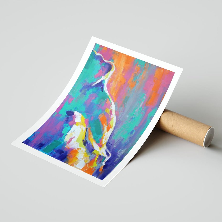 Plakat bez ramy 21x30 - Olejne Wibrujące Emocje - abstrakcyjny obraz, różne kolorowe maźnięcia pędzla