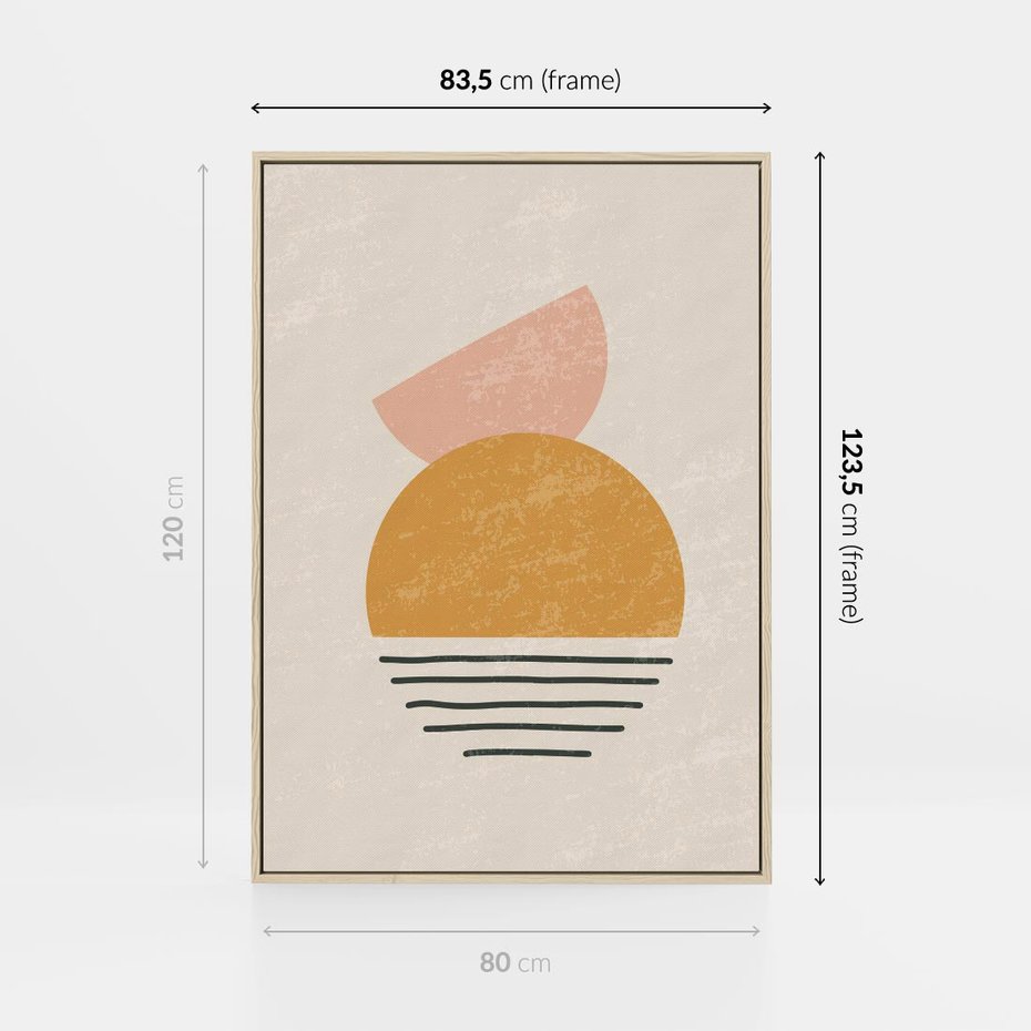 Obraz w ramie 80x120 - Krótka Forma - abstrakcyjna sztuka, boho kształty - rama drewno