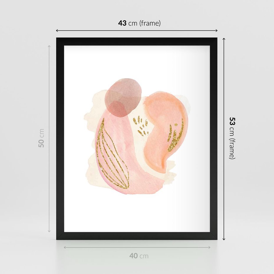 Plakat w ramie 40x50 - Impresje Przenikających Form - abstrakcyjne akwarelowe plamy, minimalizm - rama czarna