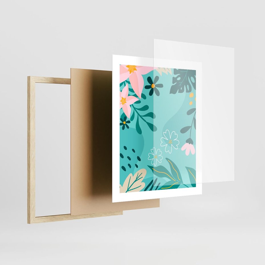 Plakat w ramie 40x50 - Rozkwitające Widoki - pastelowa kompozycja, kwiaty - rama drewno