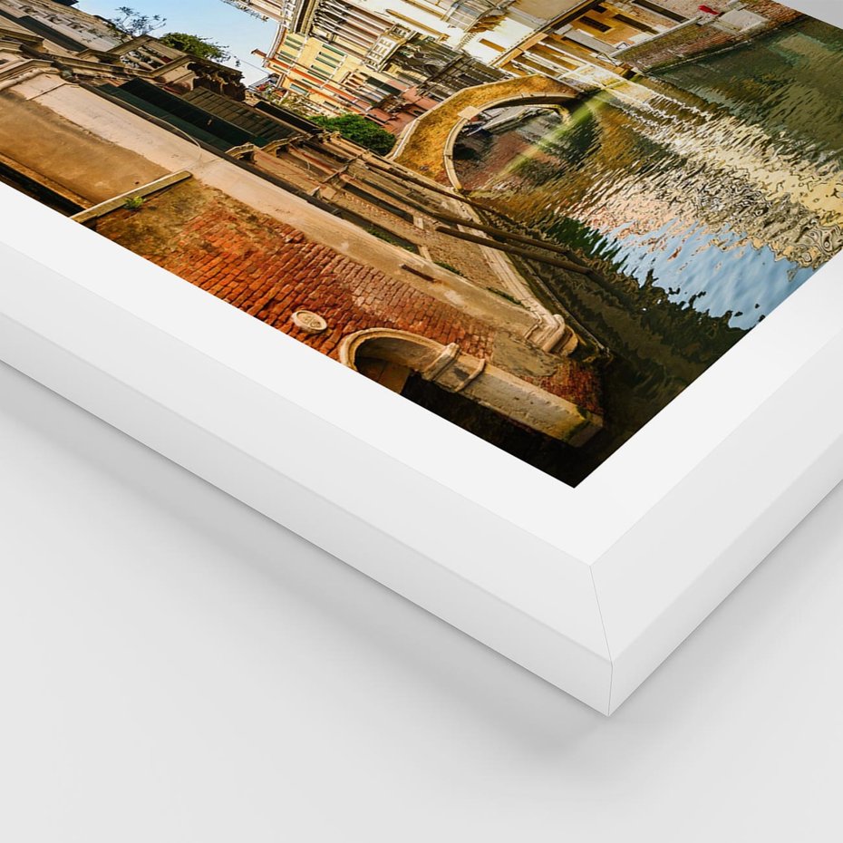 Plakat w ramie 30x40 - Magia Kanałów Weneckich - Wenecja, kanały - rama biała
