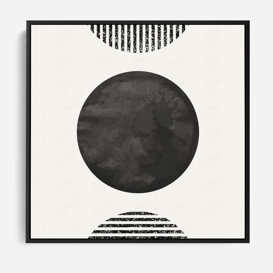 Obraz w ramie 50x50 - Tajemnicza Kompozycja - abstrakcyjne czarno białe formy, minimalizm - rama czarna