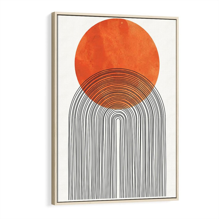 Obraz w ramie 80x120 - Abstrakcyjne Pulsacje - koło, boho styl - rama drewno