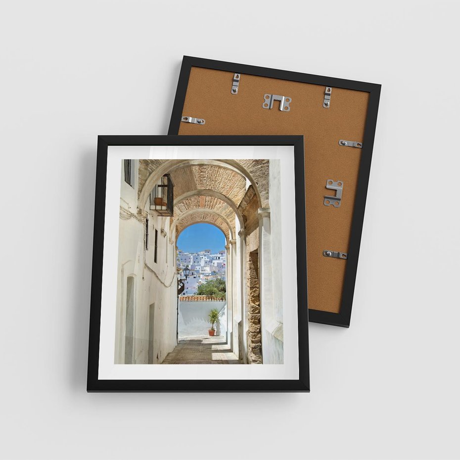 Plakat w ramie 40x50 - Romantyczna Przeprawa - romantyczna, uliczka - rama czarna