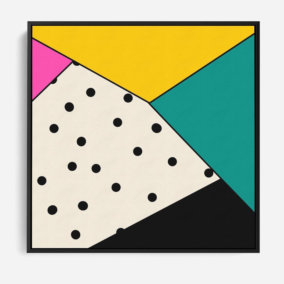 Obraz w ramie 50x50 - Wesołe Geometryczne Kształty - geometryczne kształty, abstrakcja - rama czarna