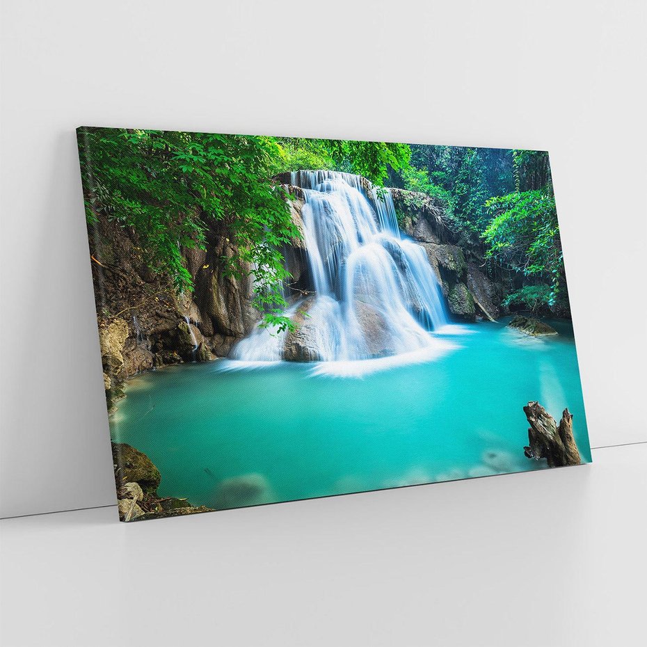 Obraz na płótnie 100x70 - Tajlandia: wodospad w zielonym lesie - Tajlandia, wodospad