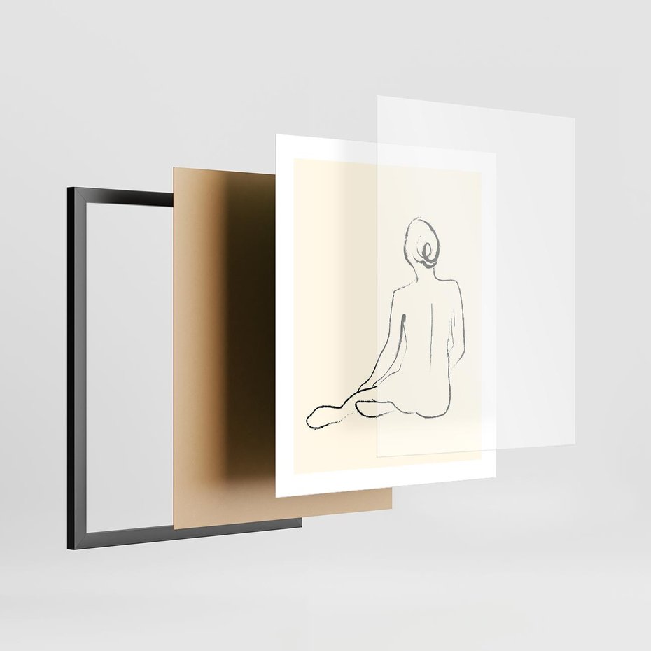 Plakat w ramie 40x50 - Akt w Minimalizmie - kobieta akt, minimalizm - rama czarna