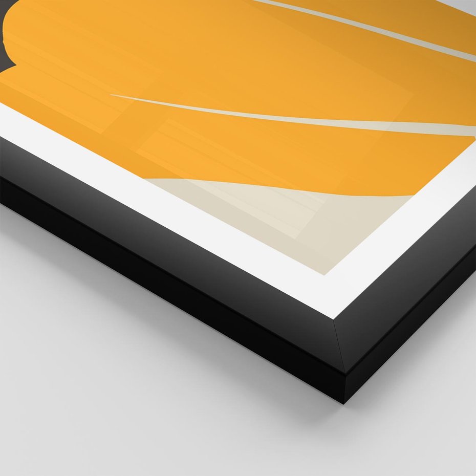 Plakat w ramie 50x70 - Migocące Formy - abstrakcyjny minimalistyczny obraz, żółta papryczka - rama czarna