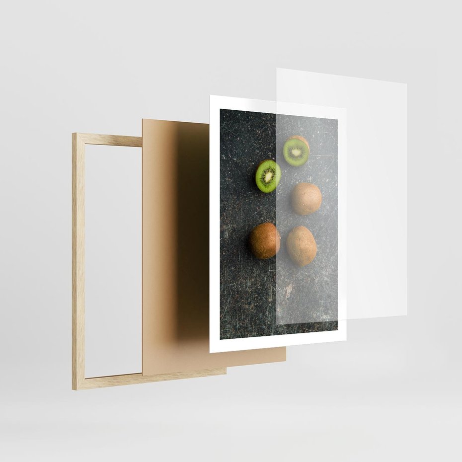 Plakat w ramie 50x70 - : Zdrowe kąski - kiwi, owoce - rama drewno