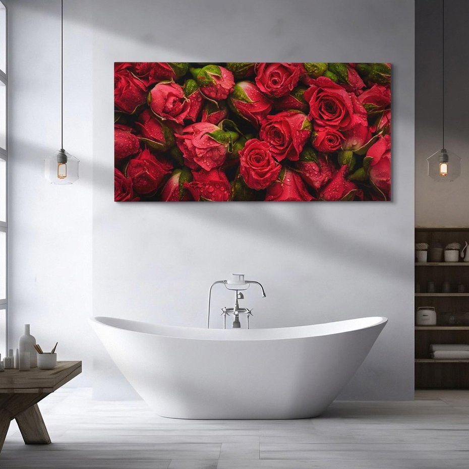 Obraz na płótnie 140x70 - Piękno róż: delikatność natury - róże, kwiaty