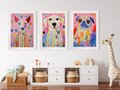 Zestaw obrazy w ramie 40x50 galeria - dla, dzieci, pieski, akwarela - rama biała