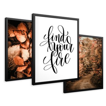 Zestaw obrazy w ramie 40x50 galeria - Jesień, typografia, napis - rama czarna
