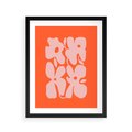 Plakat w ramie 40x50 - Taniec Abstrakcji - kwiaty, energetyczne pomarańczowe tłó - rama czarna
