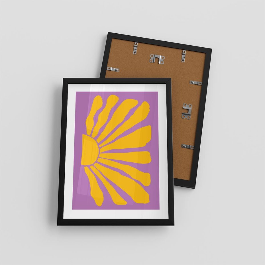 Plakat w ramie 30x40 - Podróżne Kontury - abstrakcyjny plakat, intensywne różowe tło - rama czarna