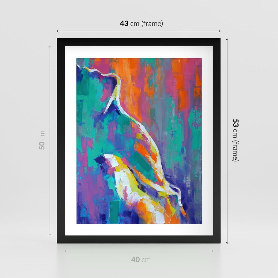 Plakat w ramie 40x50 - Olejne Wibrujące Emocje - abstrakcyjny obraz, różne kolorowe maźnięcia pędzla - rama czarna