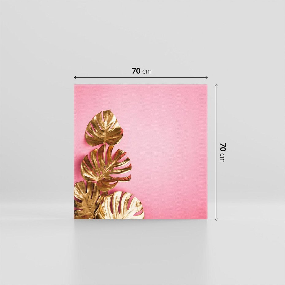 Obraz na płótnie 70x70 - Luksusowa Elegancja - złote, liście