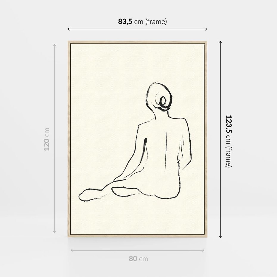Obraz w ramie 80x120 - Akt w Minimalizmie - kobieta akt, minimalizm - rama drewno