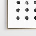 Obraz w ramie 80x80 - Boho Sztuka Wolości - minimalistyczny plakat, czarne kropki na białymtle - rama drewno